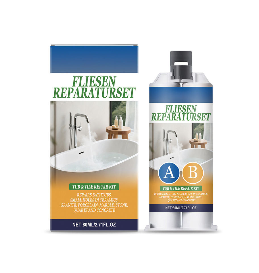Porcelain tile repair kit with A and B dual cartridge listing from GlueMFG catalog