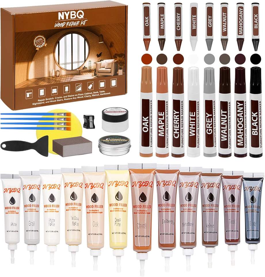 Wood furniture touch-up kit with markers, wax sticks and fillers listing from GlueMFG catalog